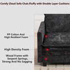 Aoowow Chenille Upholstered Accent Chair Oversized,Fluffy Single Cloud Sofa Chairs with Deep Seat,Modern Large Reading Arm Chair with Throw Pillow for Living Room,Bedroom (Black, Single Sofa Chair)