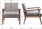 Mid Century Modern Accent Chair Set of 2, Linen Upholstered Living Room Accent Armchair with Wood Frame, Farmhouse Chair for Living Room Bedroom, Gray