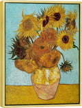 Wieco Art Framed Wall Art Canvas Prints of Sunflower by Vincent Van Gogh Paintings Reproduction Abstract Wall Decorations for Living Room Golden Frame