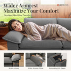 157.5" Cloud Modular Sectional Sofa, 4-Seater w/Deep Seat & Removable Arms, Plush Corduroy for Living Room - Gray
