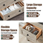 T4TREAM Farmhouse 7 Drawers Tv Stand, Wood Rustic, Storage Dressers Organizer for Bedroom, Living Room,Hallway, Light Rustic Oak