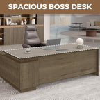 L-Shaped Executive Desk with Reversible Cabinets, Lockable Drawers & Cable Management – Large Wood Office Desk for Home or CEO Office(Walnut,63" L*32" W*30" H)