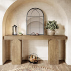 Tribesigns 63" Long Entryway Table, Farmhouse Console Table with 2 Arched Pedestal Legs, Wooden Sofa Console Behind The Couch for Entrance, Hallway, Living Room (Natural)