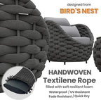 Fully Assembled Patio Furniture Set: 5 Pieces Woven Rope Outdoor Conversation Set Cushioned - Modern Metal Deck Loveseat Chair Table Set - Porch Seating for Courtyard Garden Pool Balcony Hotel