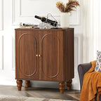 ORRD Fluted Storage Cabinet, Modern Credenza Wooden Accent Sideboard Buffet Cabinet with Adjustable Shelves and Solid Wood Legs, Console Table for Kitchen Dining Living Room Entryway, Walnut