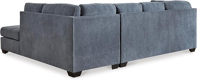 Signature Design by Ashley Marleton Contemporary Right-Arm Facing Tufted 2-Piece Sectional with Chaise and Loose Seat Cushions, Blue