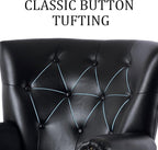 Modern Faux Leather Accent Chair, Upholstered Mid-Century Armchair with Solid Wood Legs, Single Sofa Chair for Living Room, Bedroom, or Reading Room（Black）