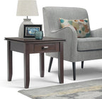 SIMPLIHOME Artisan SOLID WOOD 21 inch Wide Square Transitional End Side Table in Tobacco Brown for the Living Room and Bedroom