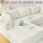 109" Cloud Sectional Couch, Boneless Couches for Living Room, Modular Sectional Sofa with Deep Seat, L-Shape Couch with Chaise, Comfy Corduroy Fluffy Modern Modular Sofa, No Assembly Required, Beige
