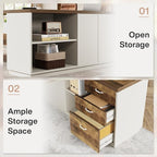 Tribesigns L-Shaped Executive Desk, 78-Inch Modern Office Desk with Drawers and Lateral File Cabinet, Large Bussiness Furniture with Storage Shelves, Workstation for Home Office (Brown + White)