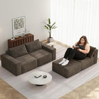 Vesgantti 114" Boneless Modular Sectional Sofa, Modern 3 Seater Couch with Ottoman & Deep Seat, Convertible Chenille L Shaped Cloud Couches for Living Room, No Assembly Required, Dark Brown