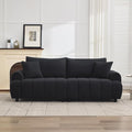 88 "Modern Boucle Sofa Couch, Oversized Comfy 3 Seater Sherpa Curved Sofas Deep Seat, Upholstered Loveseat Teddy Round Arm Couches for Living Room, Bedroom, Black