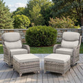 Swivel Patio Chairs Sofa Set of 4 with 6" Thick Cushion - Wicker Outdoor Swivel Rocker Patio Chair with Side Table, High Back Comfortable Outdoor Glider Chairs - Grey Wicker | Beige Cushions