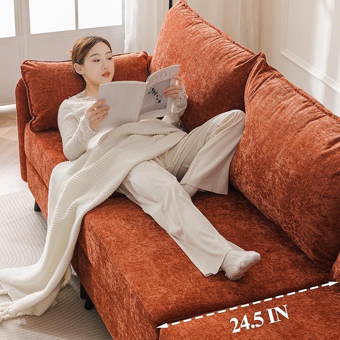 104'' Modular Sectional Sofa with All Seats Storage,Oversized 3-Seater Comfy Cloud Couches with Deep Seat,Big Couch for Living Room,Bedroom,Velet,Orange