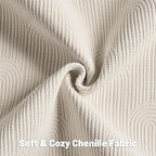 FUTEI Beige Chenille Decorative Throw Pillow Covers 16x16 Inch Set of 2,Soft Cozy Striped Geometric Patterns Cushion Case,Modern Home Decor for Couch Bed Living Room
