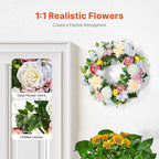 VEVOR Spring Wreath for Front Door 24 Inch - Large Artificial Flower Wreath with Hydrangea & Peony, Year-Round All Season Outdoor Indoor Door Decor