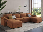 EASE MOOSE Brown Sectional Modular Sofa,Oversized U Shape Sectional Wide Deep Modular Sofa Brown Chenille