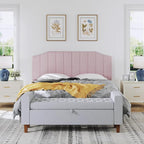 King Size Headboard Only, Velvet Upholstered Headboard King/California King Size Wall Mount and Bed Frame Mount, Featuring High-Density Sponge Padding Easy Assembly Comfort Style-Pink