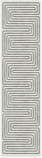 RUGGABLE x Jonathan Adler Machine Washable Modern Runner Rug – Labyrinth Black/Ivory 2.5x10, Stain-Resistant, Non-Slip – Washable Rug for Hallway, Entryway, Living Room & Kitchen–with Standard Pad