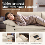 53.5" Cloud Modular Sectional Single Sofa, Deep Seat Armchair with Plush Chenille & Removable Arms for Living Room, Beige