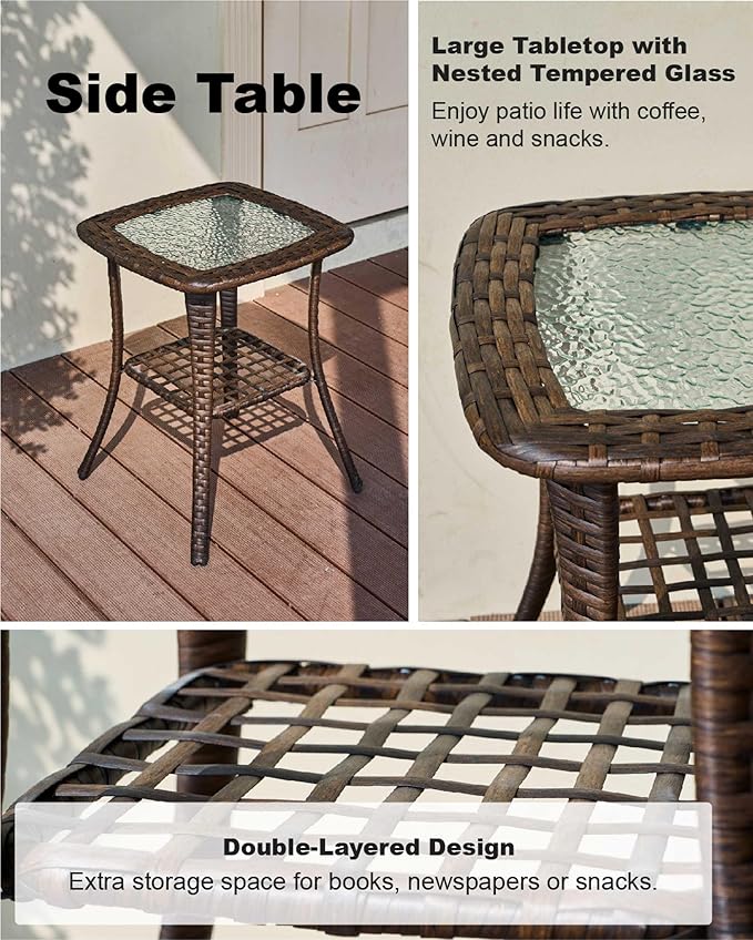 HILLGA Luxury Patio Furniture Set with 6-Inch Thick Cushions, High Back Outdoor Swivel Rocker Chairs and Table, 6-Piece All Weather Conversation Set for Porch Deck Balcony Yard, Burgundy (V3)