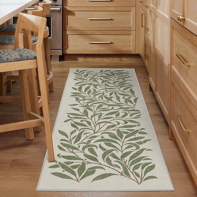 RUGGABLE x Morris & Co Machine Washable Area Rug – Pure Willow Boughs Green 4x6, Stain-Resistant, Non-Slip – Medium Rugs for Living Room, Bedroom, Hallway, Entryway & Office–with Cushioned Pad