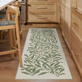 RUGGABLE x Morris & Co Machine Washable Runner Rug – Pure Willow Boughs Green 2.5x10, Stain-Resistant, Non-Slip – Washable Rug for Hallway, Entryway, Living Room & Kitchen–with Cushioned Pad