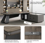 L Shaped Executive Desk, 102.4 inch Large Executive Computer Desk Set Drawers and Lockable, Power Socket and USB Port Storage, Without Display Racks and Bookshelves