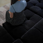 WJShome Modular Sectional Sofa,140inch Cloud Couch Deep Seat Sectional Couches for Living Room,Modern Linen Upholstered Loveseat Couch with Pillow for Home,Black