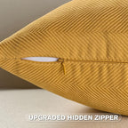 FUTEI Mustard Yellow Chenille Throw Pillow Covers 24x24 Inch Set of 2,Soft Wide Chevron Textured European Pillow Shams,Farmhouse Home Decor for Couch Bed Living Room