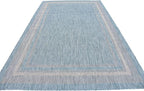 Unique Loom Outdoor Border Collection Area Rug - Soft Border (6' 1" x 9' Rectangle, Aquamarine/ Ivory)