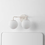 JONATHAN Y JYL3535C Louis Parisian Globe 15" 2-Light Metal/Frosted Glass Modern Contemporary LED Vanity Light Midcentury, Glam, Transitional, Bathroom, Powder Room, Dressing Room, Bedroom, Almond