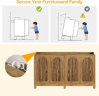 Tribesigns 57" Buffet Cabinet with Storage, Long Sideboard Cabinet with Doors & Adjustable Shelves, Wood Accent Sideboard for Dining Room, Living Room, Kitchen, Light Walnut Brown