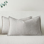 a moment Linen Pillow Covers Set of 2,Boho Farmhouse Throw Pillowcases Neutral Textured Decorative Covers for Couch Sofa Bed, Soft Linen Blend Accent Case Cushion Home Decor 20"x12"Beige Grey