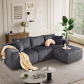 102" Modern Modular Sectional Sofa,Cloud Sectional Couch with Chaise,Deep Seat Boneless Sofa,Comfy Upholstered L-Shape Couch for Living Room,No Assembly Required,Grey