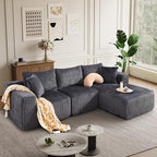 102" Modern Modular Sectional Sofa,Cloud Sectional Couch with Chaise,Deep Seat Boneless Sofa,Comfy Upholstered L-Shape Couch for Living Room,No Assembly Required,Grey