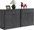 SICOTAS Buffet Cabinet with Storage - Accent Fluted Storage Cabinet with 4 Doors & 2 Drawers Sideboard Credenza Buffet Table Console Cabinets for Living Room Kitchen Dining Room Entryway Office