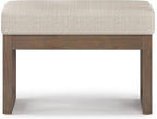 SIMPLIHOME Milltown 27 inch Wide Contemporary Rectangle Footstool Ottoman Bench in Platinum Tweed Look Fabric, Assembled, for the Living Room and Bedroom