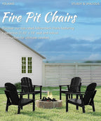 Adirondack Chair Set of 2, All Weather HDPE Fire Pit Chairs, Oversized Plastic Adirondack Chair for Outdoor, Balcony, Deck, Backyard, Patio, Garden, Poolside, Lawn Black