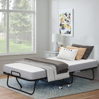 Folding Bed with Mattress, 75''x38'' Twin Size Rollaway Bed with Upgraded Rugged Frame, Guest Portable Foldable for Adults, Space-Saving Fold up