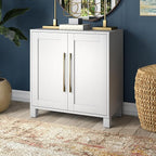 Henn&Hart 28" Wooden Accent Cabinet, Modern Sideboard Buffet Cabinet with 2 Doors and an Adjustable Shelf for Living Room, Dining Room, Bedroom or Entryway, White