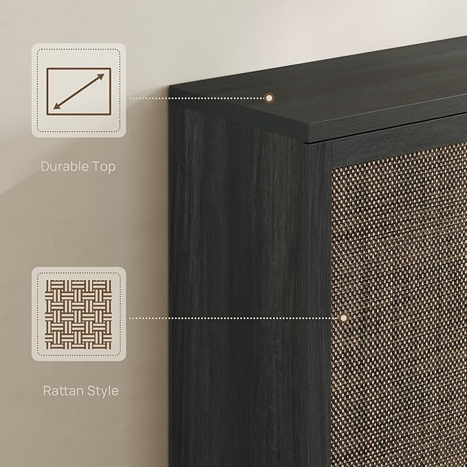 SICOTAS Rattan Shoe Storage Cabinet - Modular Shoe Cabinets with Door Tall Large Shoe Cabinet Storage for Entryway - 31.2" Wide Modular Cabinet for Hallway, Living Room