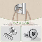 10-Piece Towel Bar Set Brushed Nickel Bathroom Hardware Accessories Set Includes 23.6in Towel Bar Round Towel Ring TP Holder and Hooks Stainless Steel Wall-Mounted Towel Racks Set for Bathroom