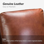 HULALA HOME Genuine Leather Recliner Chair Set of 2, Push Back Recliner Armchair with Thick Seat and Backrest(Brown)