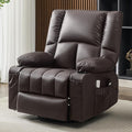 Swivel Rocker Chair with Heat and Massage, 270° Power Recliner Chairs for Adults, USB and Type-C Ports, Oversized Recliner Single Sofa, Electric Glider Chair(Darkbrown)