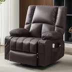 Swivel Rocker Chair with Heat and Massage, 270° Power Recliner Chairs for Adults, USB and Type-C Ports, Oversized Recliner Single Sofa, Electric Glider Chair(Darkbrown)