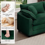 mikibama Luxury 3 Piece Sofa Set, 3-Seater & 2 Loveseat Couch Set, Modern Corduroy Comfy Cloud Couches Set for Living Room Office with 6 Armrest Pillows and 7 Toss Pillows, Green