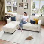 Youmumeub 79''Sectional Couch Couches for Living Room - L-Shaped 4-Seater Deep Sectional Sofa,Removable Covers,Suitable for The Living Room, Apartment or Office-Beige