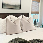 ZWJD Beige Pillow Covers 16x16 Set of 2 Chenille Throw Pillow Covers with Elegant Design Soft and Luxurious Decorative Throw Pillows for Couch, Bed, and Home Decor