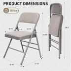 SEALAMB 16 Pack Folding Chairs with Padded Seats & Cushion, Durable Metal Foldable Chairs for Wedding Party, Commercial Chairs for Office School Church Events, 350lb Capacity (Grey-Fabric, 16 Pack)